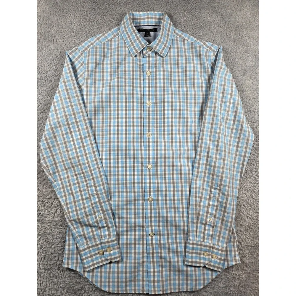 Banana Republic‎ Button Down Shirt S Blue Grey Mens Non-Iron Tailored Slim Fit